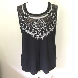 Express Sequin Aztec patterned cotton tank